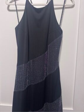 Y2K 90s Formal Spaghetti-Strap Evening Gown Dress Glitter Stripe Whimsygoth Prom